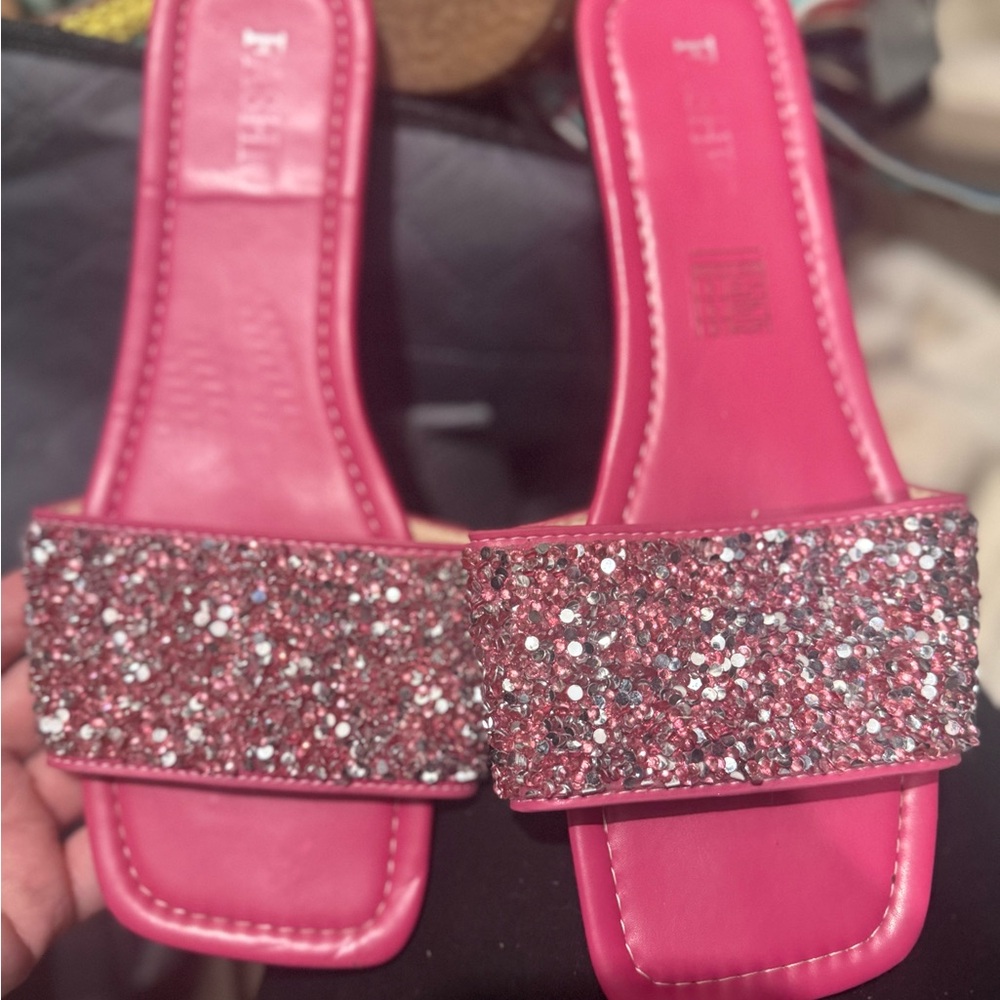 SHEIN Pink Glitter Sandals